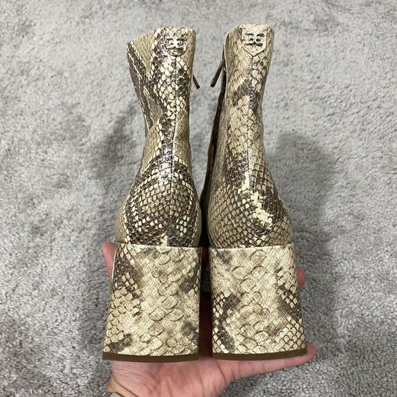Sam Edelman Daruby Snakeskin Booties Womens 9M Brown Ankle Boots Block Heels - Picture 8 of 12